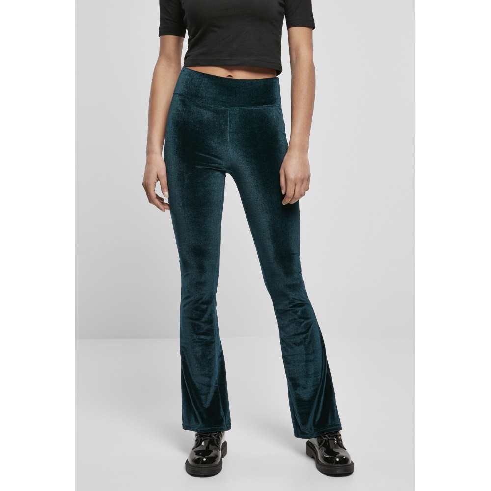 Urban Classics - High Waist Velvet Boot Cut Legging - Blauw